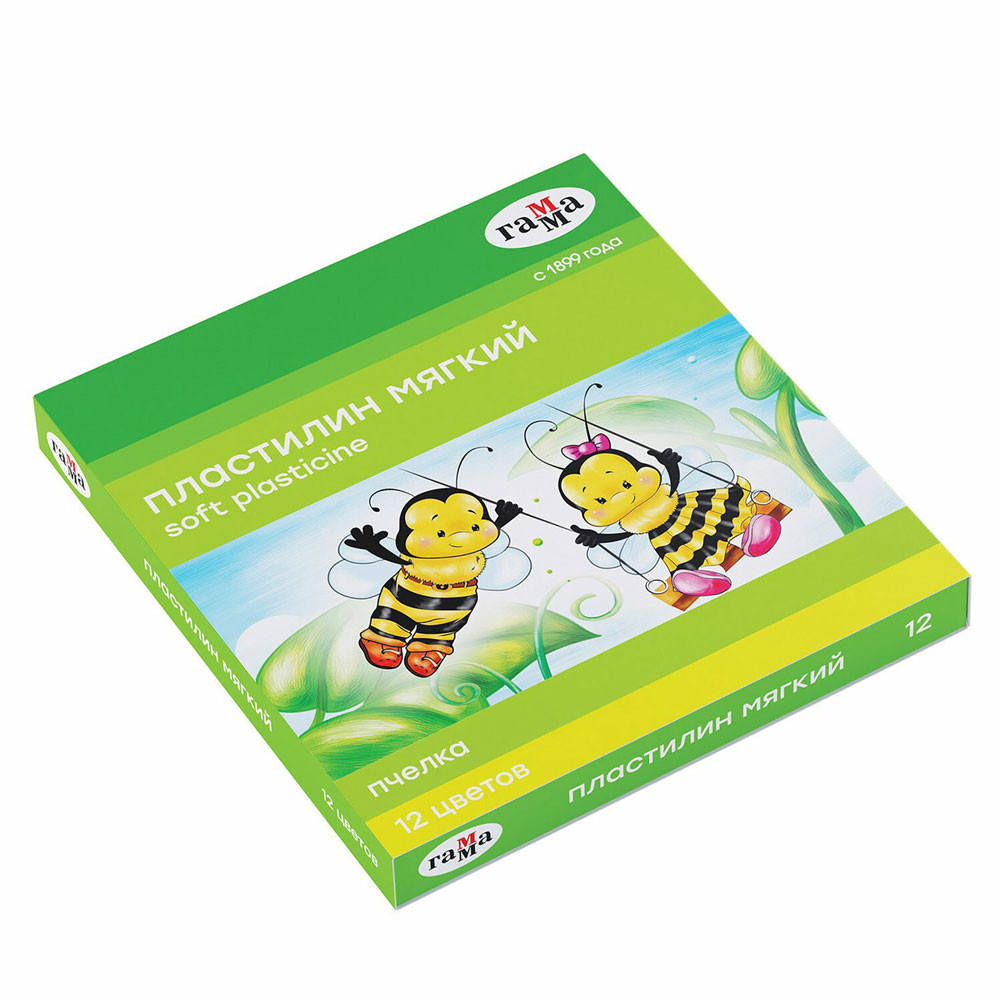Plastilină 12 cul.180 gr.+cutit,cu ceara "Albinuta" / GAMMA