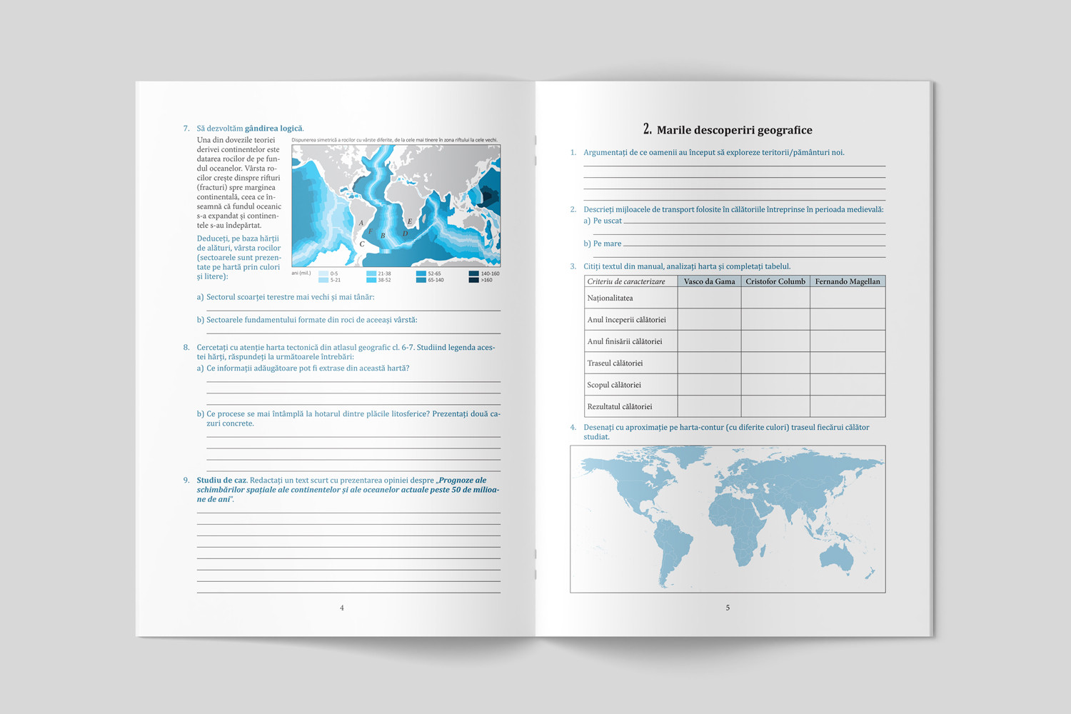 Geografia continentelor și oceanelor. Caiet cu activități practic-aplicative. Clasa a 6-a