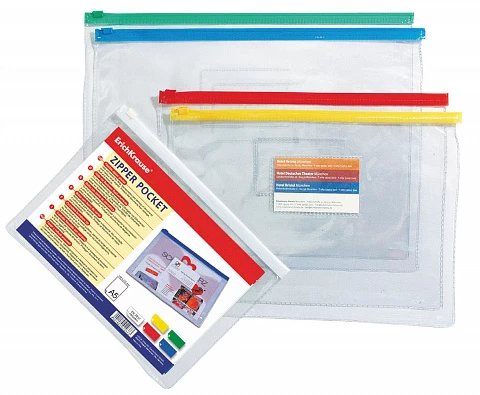 Mapa plastic A4 cu fermoar ErichKrause®  PVC Zip Pocket, A4, transparent