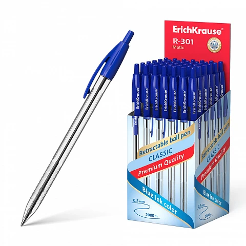 Pix retractabil ErichKrause® R-301 Classic Matic 1.0, albastru