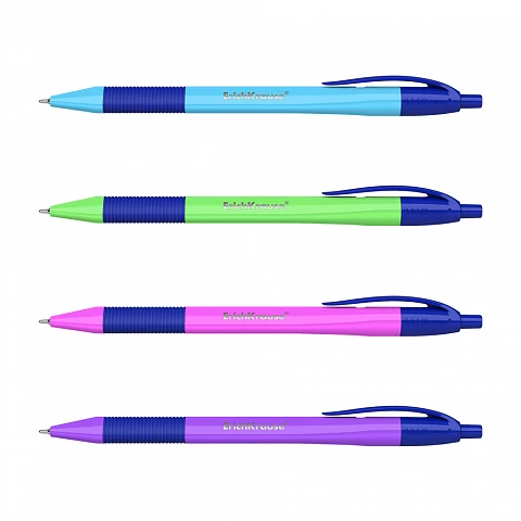 Pix retractabil ErichKrause® U-209 Neon Matic&Grip, Ultra Glide Technology, albastru