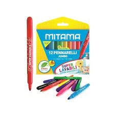 Carioci lavabile Jumbo 5 mm, set 12 cul