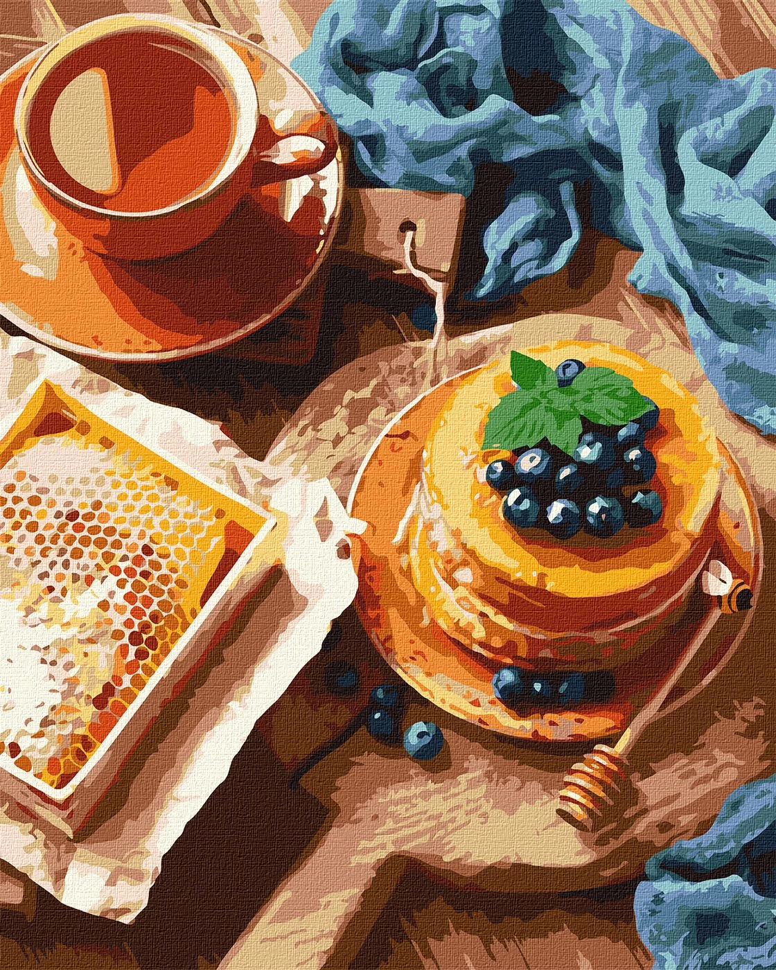 Tablou pe numere "Clatite cu miere pentru ceai" 40x50 cm KHO5641
