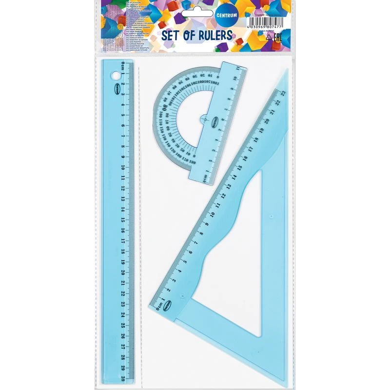 Set rigle 30cm; (Rigla, Raportor;Echer)