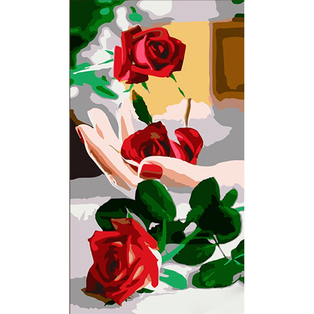 Tablou pe numere 50x25 cm "Trandafir pe mâna"