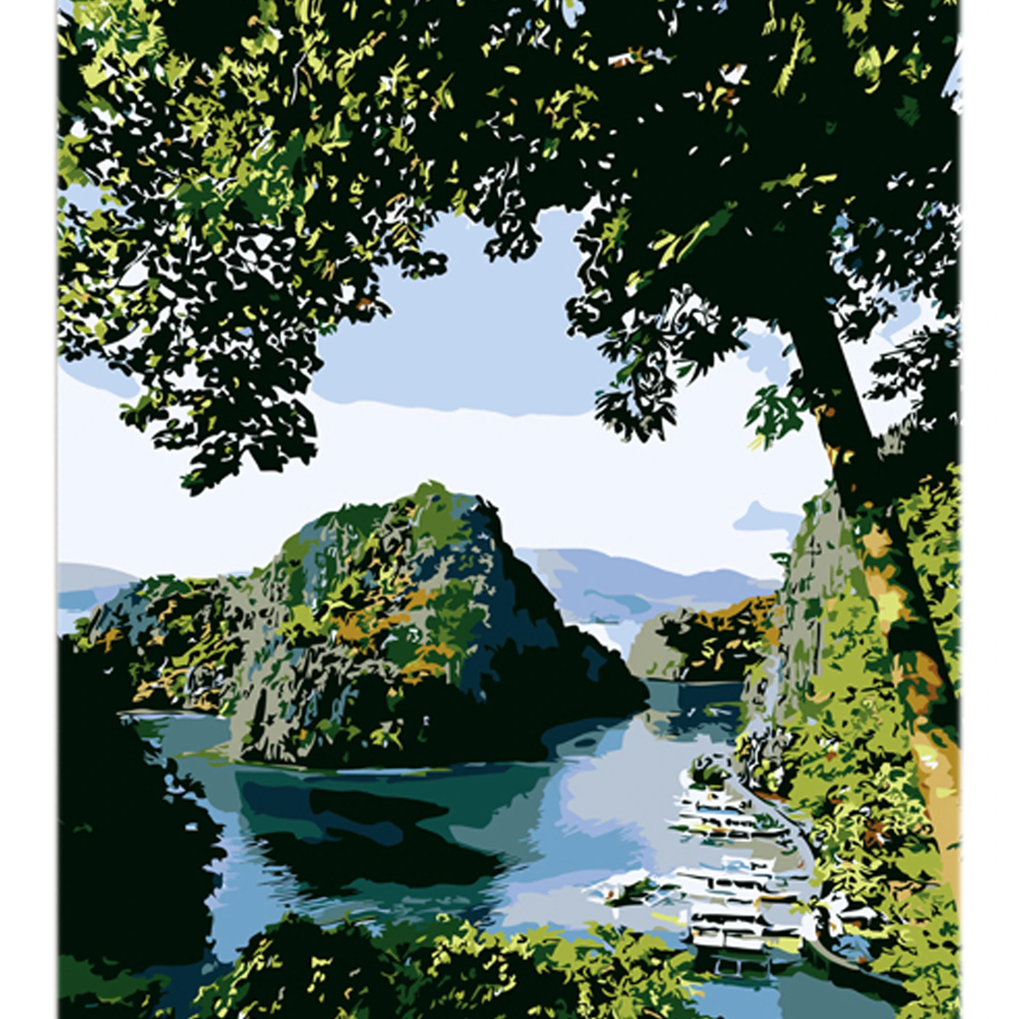 Tablou pe numere 30x40 cm "Oaza verde"