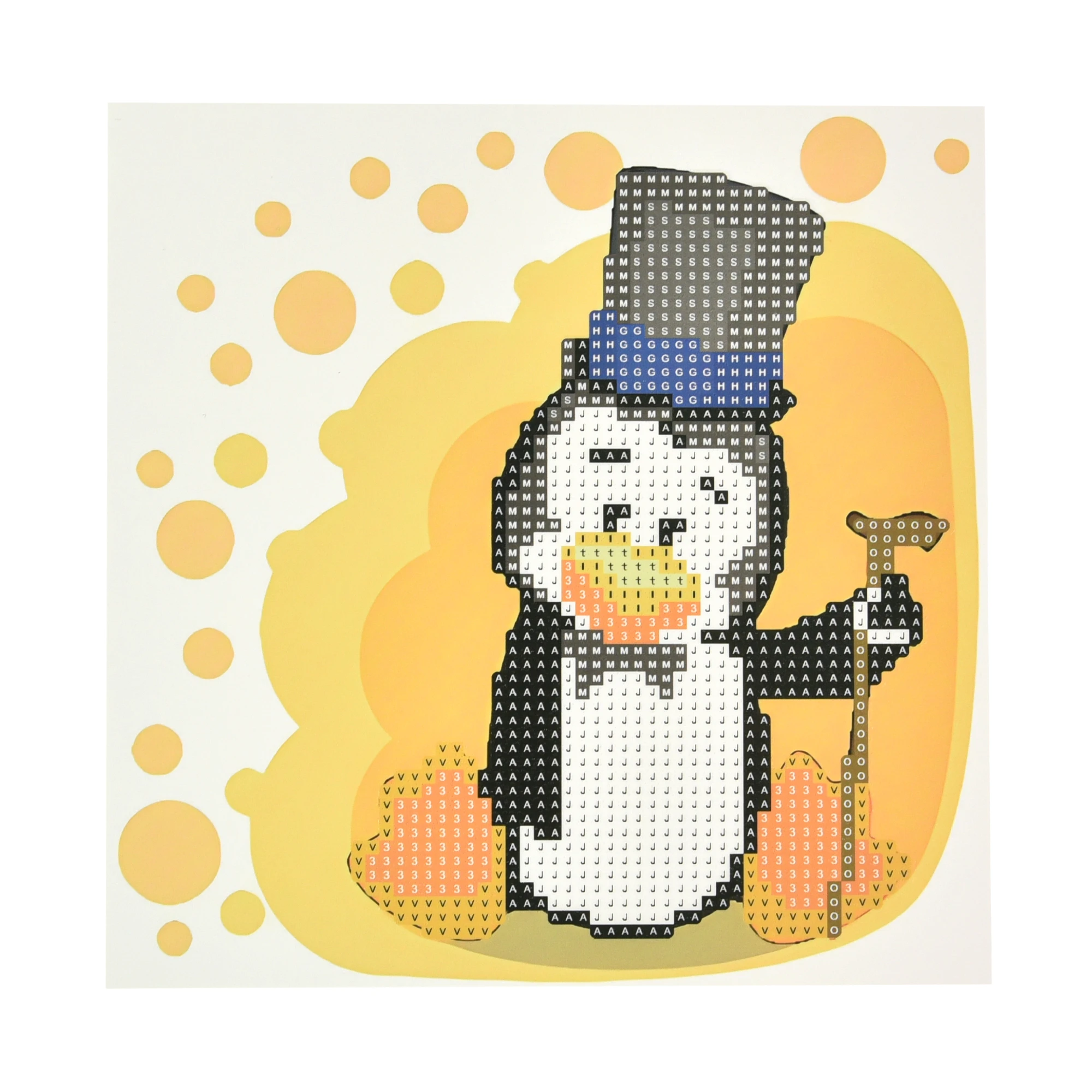 Mozaica cu Diamante 18x18 cm "Pinguin călător"