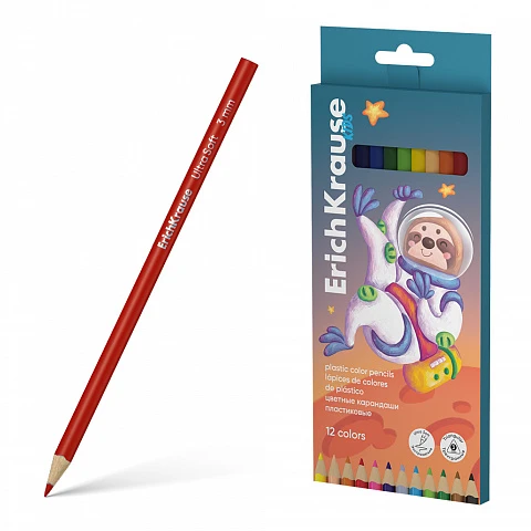 Creioane colorate triangulare Kids Space Animals 12 culori