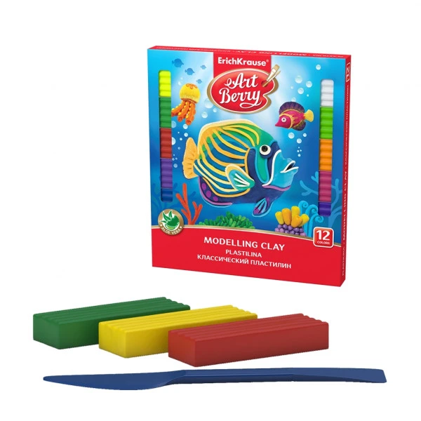 Plastilină ArtBerry cu Aloe Vera 12 cul + cutit 216 gr