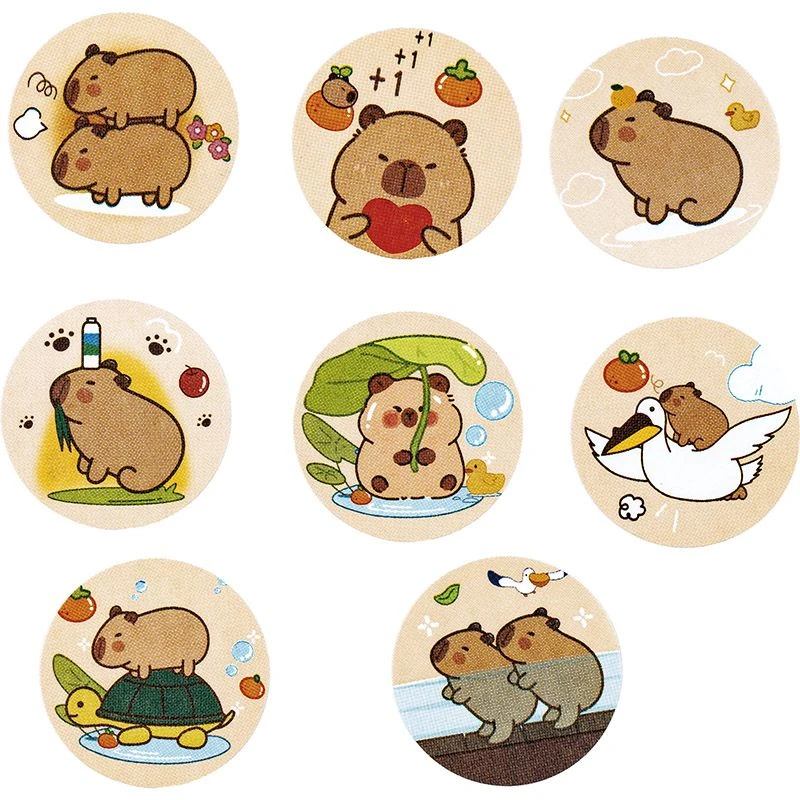 Stickere autoadezive hartie d.25mm 500buc/rulou CAPYBARA