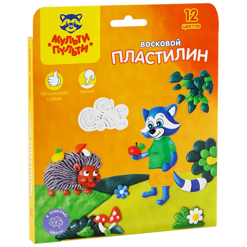 Plastilină 12 cul.180 gr. + cutit, cu ceara "Raton" / MULTI PULTI