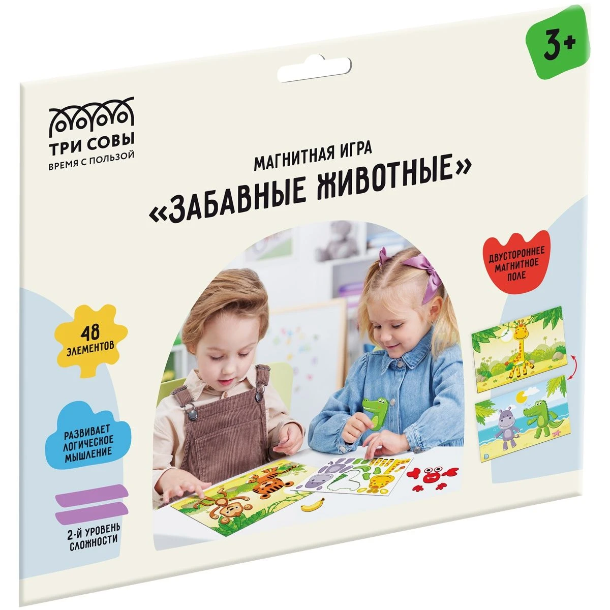 Joc educativ cu magneti "Animale" 48el. ТРИ СОВЫ