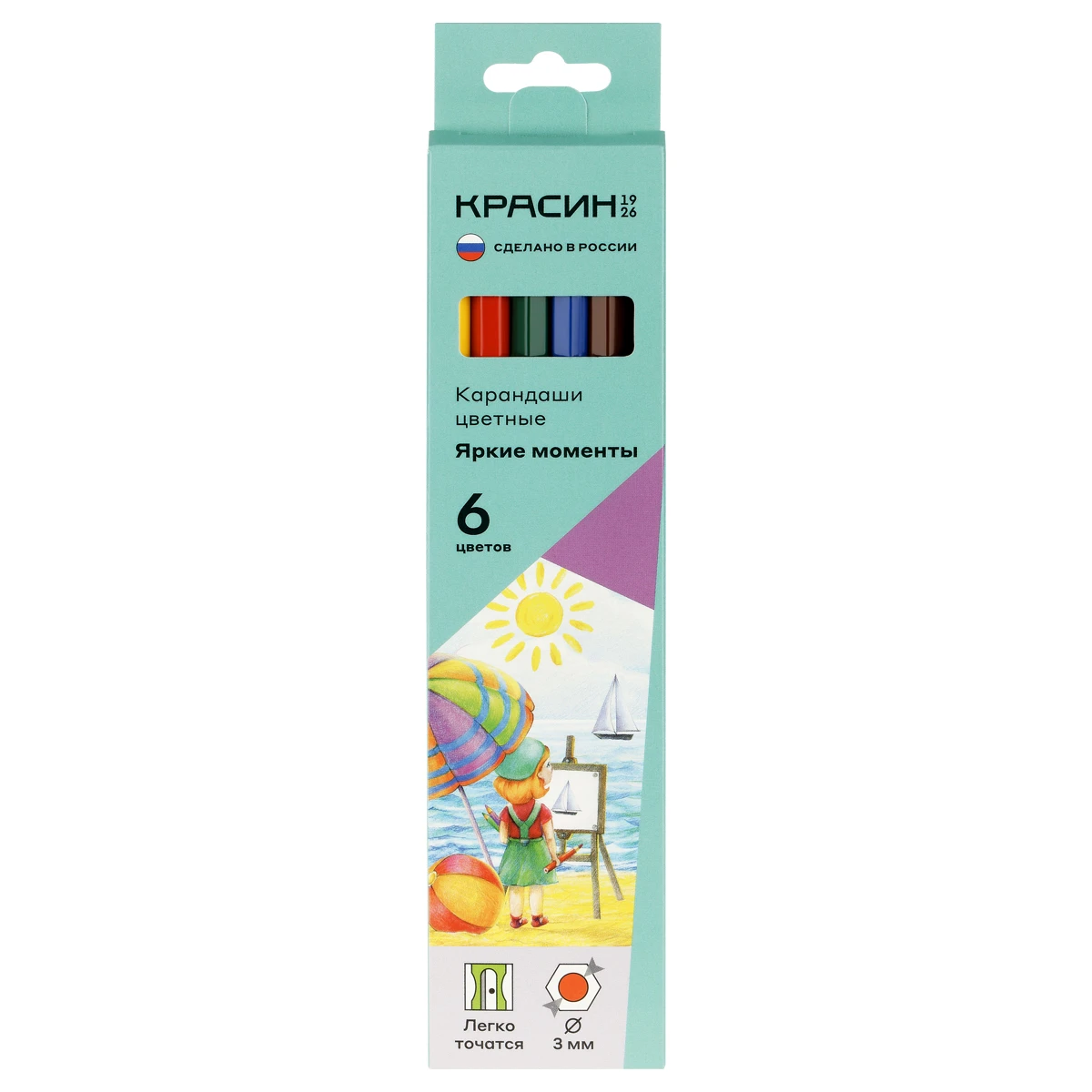 Creione colorate 6 cul. hexagonale, KRASIN