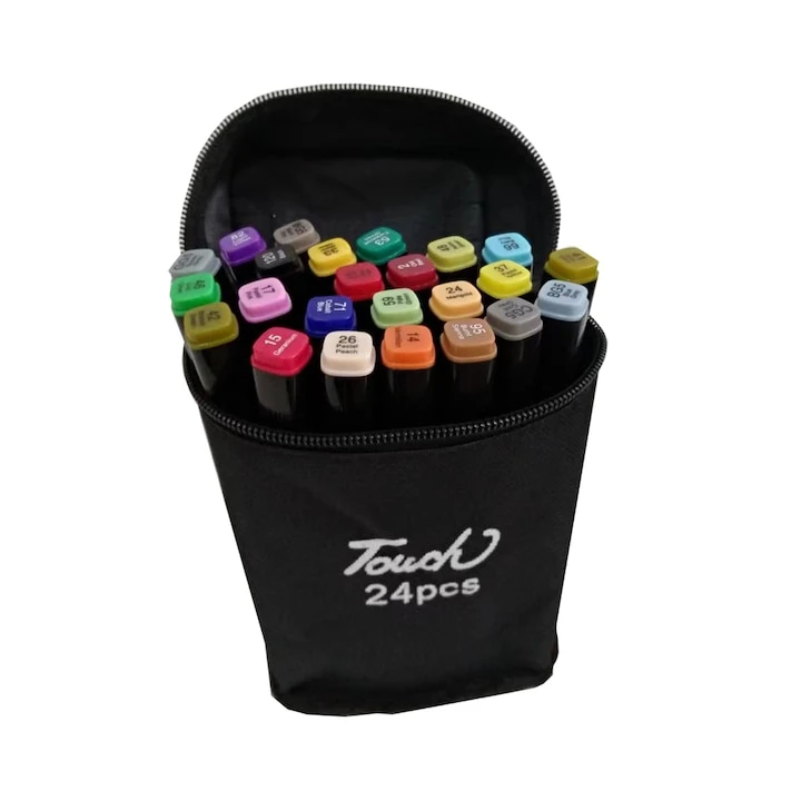 Marker varf dublu set 24 cul. textil