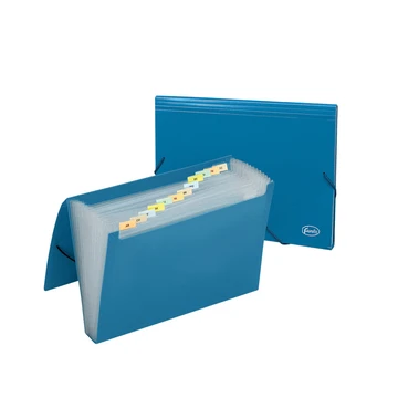 Mapa cu elastic, 12 sectiuni cu separator,albastru
