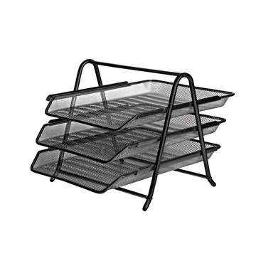 Raft pentru documente in 3 nivele,metal,negru