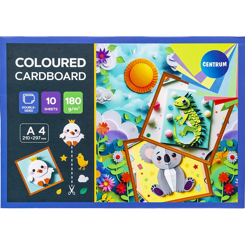 Carton color dublu 10foi,10cul,180gr/m2, A4 / Centrum