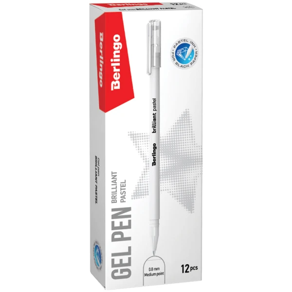 Pix cu gel Berlingo "Brilliant Pastel", alb pastel, 0,8mm(12)