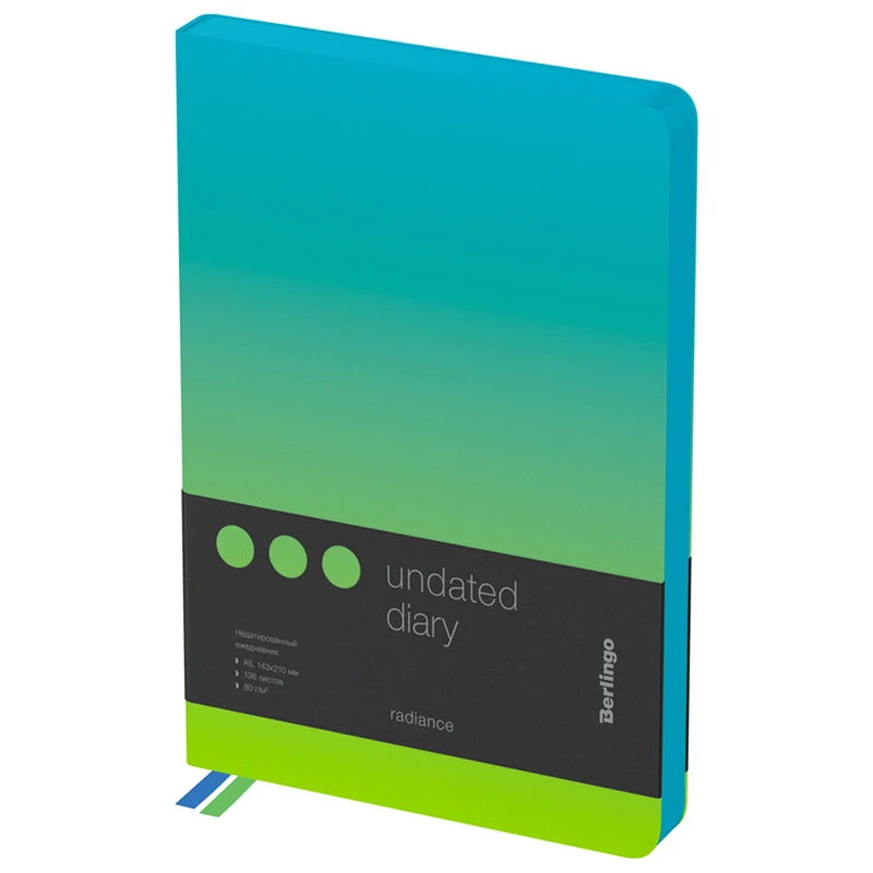 Agenda nedatata, A5, 136 file, imitatie de piele, Berlingo "Radiance", gradient albastru/verde Berlingo