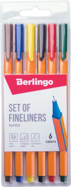 Set linere 6 cul, 0,4 mm "Rapido" Berlingo