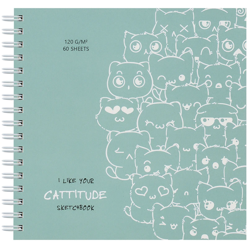 Sketchbook 60foi, 150*150 "Cat wave", pe spira, lac selectiv, Soft Touch,120gr/m2 / MESHU