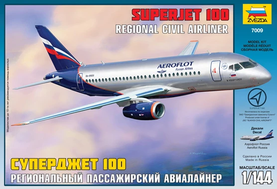 Jucarie avion Superjet 100 1:144 (se incleie)