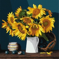 Tablou pe numere "Floarea-soarelui stralucitoare" 40x40cm KHO2865