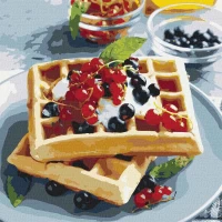 Tablou pe numere "Vafe belgiene cu fructe de padure" 30*30 cm KHO5612