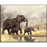 Mozaica cu Diamante 30x40 cm "Familie de Elefanti"