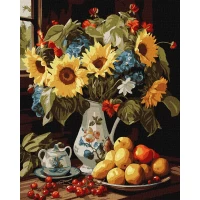 Tablou pe numere  "Natura statica cu floarea-soarelui" 40x50 cm KHO5680