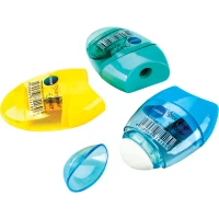 Ascuțitoare plastic cu container si radiera