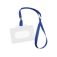 Ecuson din plastic rigid 55x90mm cu siret albastru
