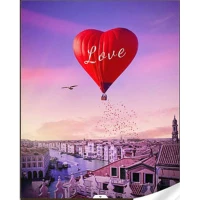 Mozaica cu Diamante 30x40 cm "Balon cu aer cald în formă de inimă"