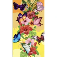 Tablou pe numere 50x25 cm "Flori colorate și fluturi"