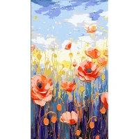 Tablou pe numere 50x25 cm "Câmpul cu maci"