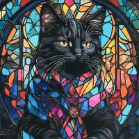 Mozaica cu Diamante 30x30 cm "Magia pisicii negre"