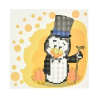 Mozaica cu Diamante 18x18 cm "Pinguin călător"