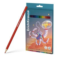 Creioane colorate triangulare plastic  Kids Space Animals 18 culori