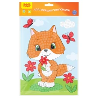 Aplicatie cu pompoane "Vulpe" 20*28cm + foaie de colorat MULTI PULTI
